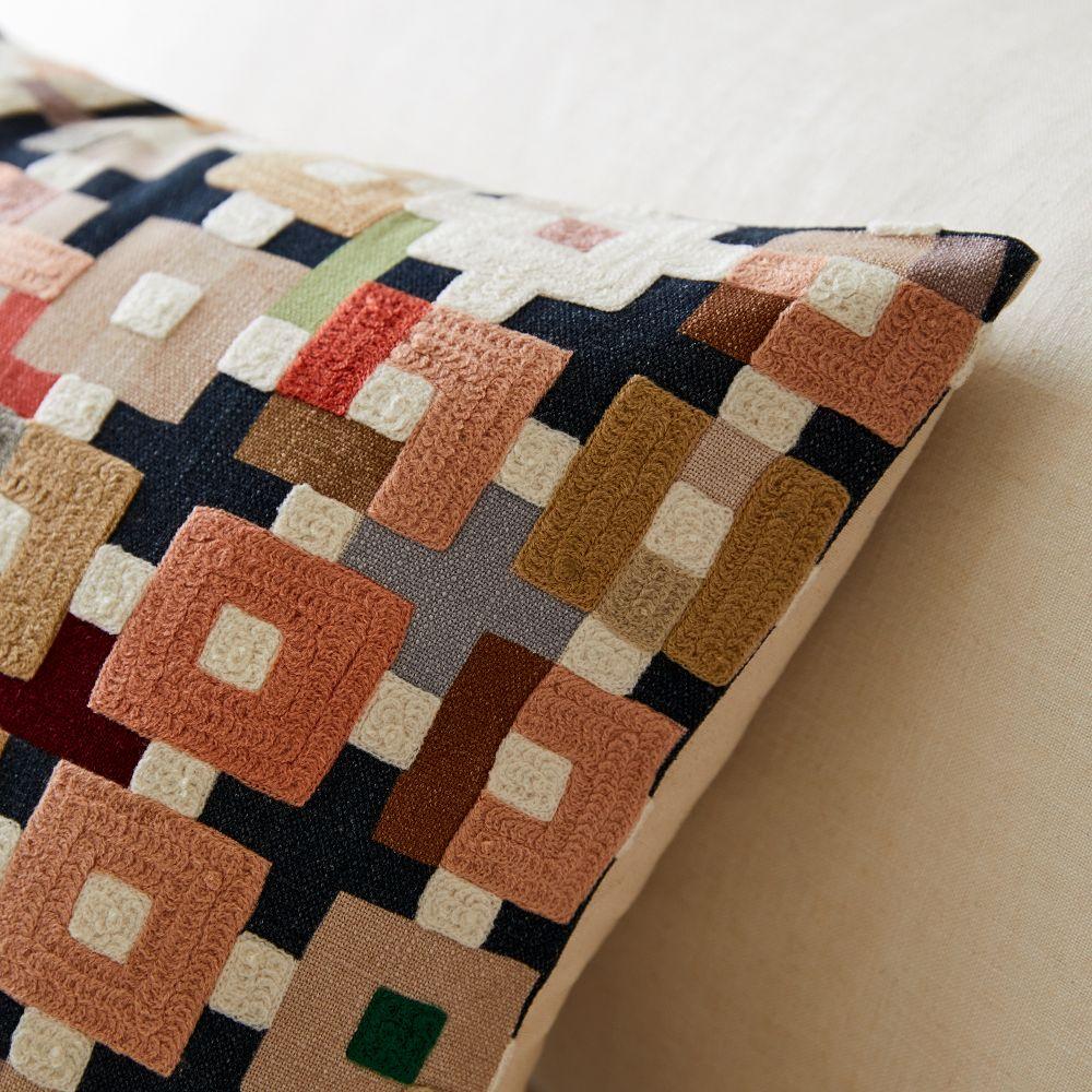 Crewel Patchwork Cushion Cover - Modern Indigo Design | West Elm UK